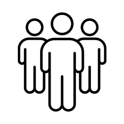 social concerns icon with three human figures standing together
